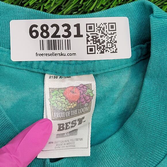 Vintage 90s Dancer Shirt Womens XL 23x27 Bleached Blue USA - Picture 8 of 16